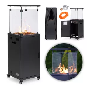   Gázos teraszfűtő, MultiGarden FPS-B-BJ, 13 kW, szögletes, 42 x 42 cm, magasság: 136 cm, maximum 11 kg gázpalack, üveg lángvédő, nyomásszabályzó, tömlő, védőhuzat, fogyasztás: 929 – 946 g/óra