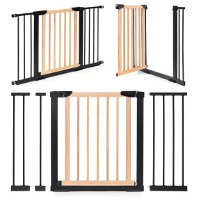   Biztonsági kapu, babarács, ECOTOYS SF-011B-BC, szélesség: 74–130 cm, magasság: 77,5 cm, egykezes nyitás, kétirányú nyílás, önzáródó, összecsukható, fém és fa