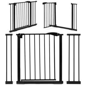   Biztonsági kapu, babarács, ECOTOYS SG-012-BC, fekete, szélesség: 74–105 cm, magasság: 77 cm, egykezes nyitás, kétirányú nyílás, önzáródó, fém