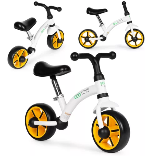 Kétkerekű futóbicikli, ECOTOYS LC-V1252, fekete, EVA habkerekek 19,5 cm, acél váz, állítható ülésmagasság: 33–41 cm, kormányfordulás határoló, 36 hónapos kortól