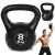 Kettlebell súlyzó, ModernHome CK-8-BC, fekete, 8 kg, műanyag burkolat, cement töltet, lapos talp, strapabíró, kezdőknek és haladóknak