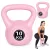 Kettlebell súlyzó, ModernHome CK-10-PK, rózsaszín, 10 kg, műanyag burkolat, cement töltet, lapos talp, strapabíró, kezdőknek és haladóknak