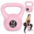 Kettlebell súlyzó, ModernHome CK-12-PK, rózsaszín, 12 kg, műanyag burkolat, cement töltet, lapos talp, strapabíró, kezdőknek és haladóknak