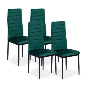   Étkezőszék, Mebelki24 VELVET4ZIELONY4, 4 db, zöld, 97 x 40 x 40 cm, bársony kárpit, acél lábak, magas háttámla, teherbírás: 120 kg