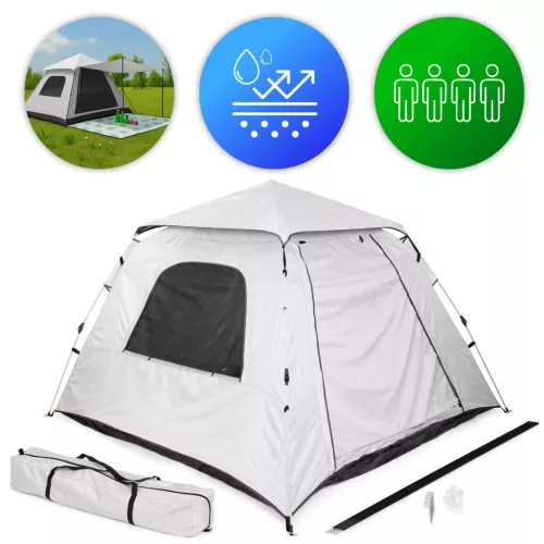 Kemping sátor, MultiGarden CT-006-BG, 240 x 240 x 155 cm, 1500 mm vízállóság, 4 személyes, szúnyoghálós, acél és üvegszálas vázzal, hordtáskával