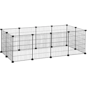   Kisállat ketrec, Leobert 2176-1, 12 paneles készlet 45×35 cm/panel, fekete, moduláris, fém rács, ABS csatlakozókkal, összecsukható, csúszásgátlótalpak, bővíthető