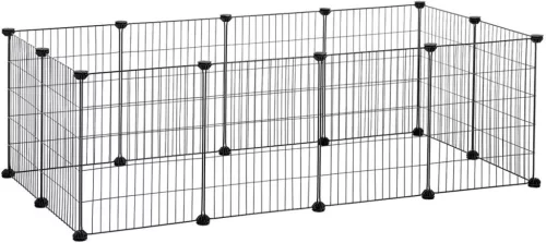 Kisállat ketrec, Leobert 2176-1, 12 paneles készlet 45×35 cm/panel, fekete, moduláris, fém rács, ABS csatlakozókkal, összecsukható, csúszásgátlótalpak, bővíthető