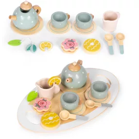   Játék teáskészlet, ECOTOYS TL643007, 14 db, tálcával, kannával, csészékkel, filterrel, tányérokkal és sütikkel, 3 éves kortól, realisztikus szerepjátékhoz