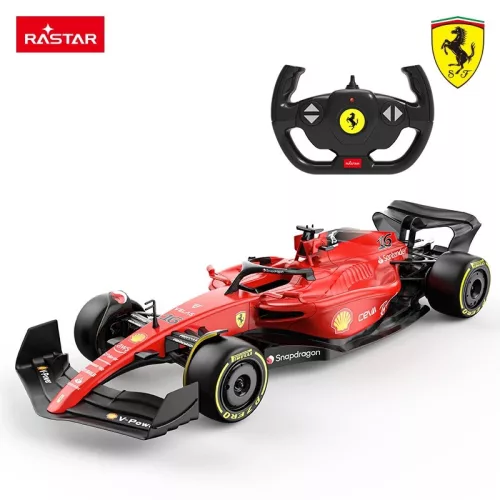 Távirányítós autó, Raster, Ferrari F1-75, piros, 47 cm, 1:12 méretarány, teljes irányítás, elemes (5+2 db AA, nem tartozék)