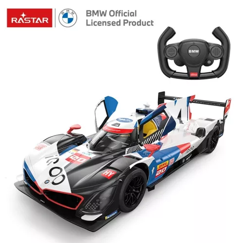 Távirányítós autó, Rastar, BMW M Hybrid V8, fehér/fekete, 36 cm, 1:14 méretarány, teljes irányítás, elemes (5+2 db AA, nem tartozék)