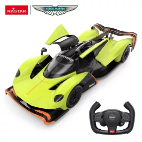   Távirányítós autó, Rastar, Aston Martin Valkyrie AMR Pro, zöld/fekete, 36 cm, 1:14 méretarány, nyitható ajtók, teljes irányítás, elemes (5+2 db AA, nem tartozék)