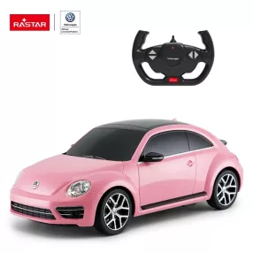   Távirányítós autó, Rastar, Volkswagen Beetle 78000, rózsaszín, 30 cm, 1:14 méretarány, teljes irányítás, elemes (5+2 db AA, nem tartozék)