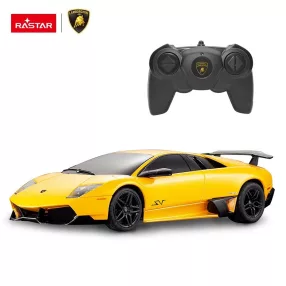   Távirányítós autó, Rastar, Lamborghini Murciélago, sárga, 20 cm, 1:24 méretarány, teljes irányítás, elemes (3+2 db AA, nem tartozék)