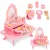 Gyerek sminkasztal, ECOTOYS HM262160, 30 x 31 x 21,5 cm, rózsaszín, fából készült, tükörrel, fiókkal, 7 db játékkiegészítővel, 3 éves kortól