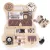 Oktatójáték, ECOTOYS HM328237, fa, Maci forma, 12 db, 30 x 39 cm, interaktív, fejlesztő, óra, fogaskerék, lakat, 3 éves kortól