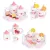 Játék teáskészlet, ECOTOYS HM260872, fa, 14 db, tálcával, csészékkel és kancsóval, epres minta, 3 éves kortól