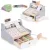 Játék pénztárgép, fa, ECOTOYS HM328241, 22 x 17 x 17 cm, szkennerrel és kártyaolvasóval, nyitható fiókkal, érmékkel és bankjegyekkel, 3 éves kortól