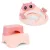 Gyerek WC-ülőke, ECOTOYS HA-P17-18-PK, rózsaszín, lépcsős fellépővel, csúszásmentes, állítható, párnázott ülőke, univerzális, műanyag