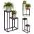 Virágtartó állvány, ModernHome ME-ATS13, fekete, 34,5 x 17,5 cm, magasság: 67 cm, 2 szintes, porszórt acél, fahatású polclap, teherbírás: 5 kg