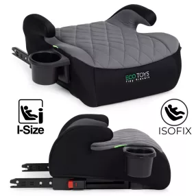   Autós ülésmagasító, ECOTOYS RDCF04-ISO, 125–150 cm, Isofix, i-Size (ECE R129/03), pohártartóval, karfás, mosható huzat