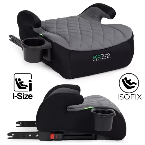 Autós ülésmagasító, ECOTOYS RDCF04-ISO, 125–150 cm, Isofix, i-Size (ECE R129/03), pohártartóval, karfás, mosható huzat