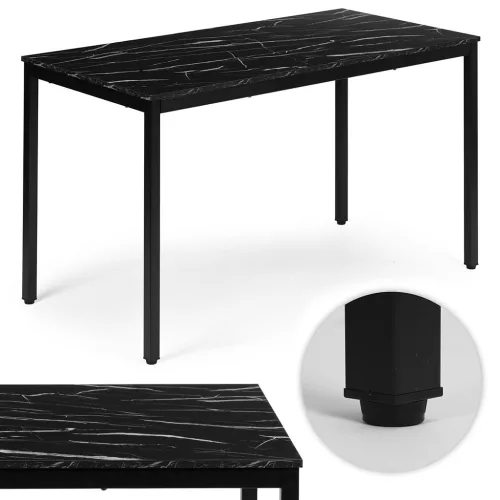 Étkezőasztal, ModernHome NORD-MRBC-BC, 120 x 60 cm, téglalap alakú, magasság: 73,5 cm, fém lábak, MDF asztallap, fém váz, csúszásgátló talpak, teherbírás: 100 kg