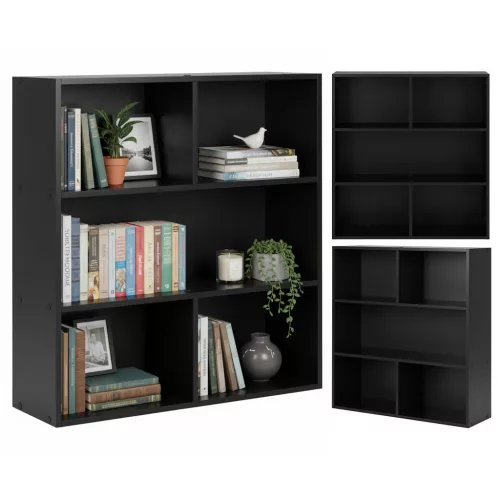 Tárolópolc, ModernHome S-20-BC, 3 szintes, 87 x 87 x 24 cm, fekete, laminált forgácslap, karcálló, 10 kg/polc teherbírás