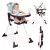 Etetőszék, ECOTOYS HC301-2401, összecsukható, állítható, 3 pontos öv, tálcán játékokkal, acél váz, levehető huzat, lábtartó, teherbírás: 15 kg
