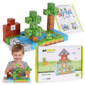   Mágneses játékkészlet, Multistore HC737473, 88 db, 20 x 20 x 20 mm, építőkockák, többszínű, műanyag, sablonokkal, 3 éves kortól
