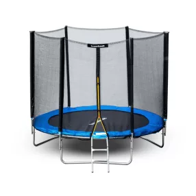   Kerti trambulin, Bauerkraft G-739, fekete/kék, átmérő: 304 cm, kerek, magasság: 256 cm, külső védőháló, létra, acél váz, 3 dupla láb, 150 kg teherbírás