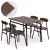 Étkezőasztal 4 székkel, ModernHome Oslo-WD, 110 x 70 cm, téglalap alakú, magasság: 75,5 cm, MDF asztallap, fém váz, 4 db szék: 42 x 50 x 75 cm, fém vázzal