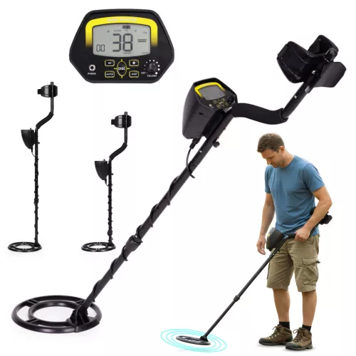 Fémdetektor, Multistore GC-1032, 96,5-116,5 cm, 24,5 cm vízálló keresőfej, LCD kijelző, 3 beállítás, numerikus célazonosítás 0–99, elemes (2 db 9V, nem tartozék)