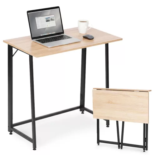 Íróasztal, ModernHome TH-FD-6-16, 80 x 45 x 76 cm, Loft stílus, fa és fém anyagból, összecsukható, állítható szintezőtalpak, teherbírás: 80 kg