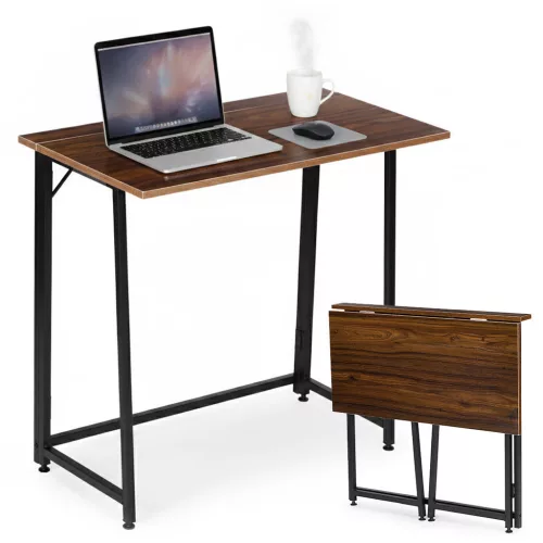 Íróasztal, ModernHome TH-FD-15, 80 x 45 x 76 cm, Loft stílus, fa és fém anyagból, összecsukható, állítható szintezőtalpak, teherbírás: 80 kg