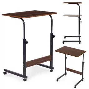   Laptopasztal, ModernHome TH-LD-15, sötét dió, 60 x 40 cm, 65,5–89 cm állítható magasság, kerekes, fékezhető görgők, fa és fém anyagból, teherbírás: 30 kg