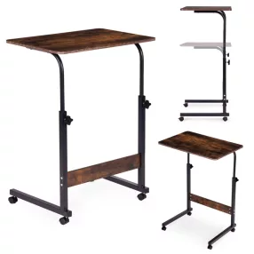   Laptopasztal, ModernHome TH-LD-7-16, antik dió, 60 x 40 cm, 65,5–89 cm állítható magasság, kerekes, fékezhető görgők, fa és fém anyagból, teherbírás: 30 kg