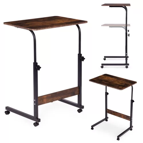 Laptopasztal, ModernHome TH-LD-7-16, antik dió, 60 x 40 cm, 65,5–89 cm állítható magasság, kerekes, fékezhető görgők, fa és fém anyagból, teherbírás: 30 kg