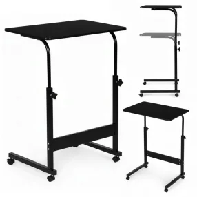   Laptopasztal, ModernHome TH-LD-1, fekete, 60 x 40 cm, 65,5–89 cm állítható magasság, kerekes, fékezhető görgők, fa és fém anyagból, teherbírás: 30 kg