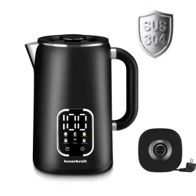   Vízforraló, Bauerkraft H-675, 1700 ml, fekete, 1500 W, érintőpaneles hőfokbeállítás, 360°-os talp, szárazonforrás elleni védelem, automatikus kikapcsolás, duplafalú