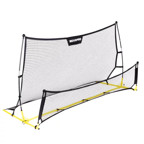Visszapattanó futball edzőháló, MOVEPRO JSP-DS8030, 220 x 120 cm, fekete, kétoldalas, 2 az 1-ben, fém váz, rögzítővel