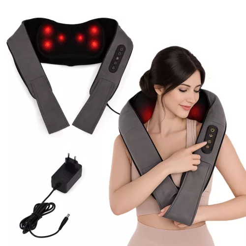 Nyak- és hátmasszírozó, KADEN XB-8082S, shiatsu masszázs, forgó masszázsfejek, öv formájú, fűtés funkció, 24 W