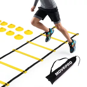   Koordinációs létra, Movepro MXW170406, 600 cm, agilitásfejlesztő, gyorsasági és lábmunkagyakorlatokhoz, jelzőkúpokkal, hordtáskával
