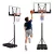 Kosárlabdapalánk, MOVEPRO QSG-ZW003P, mobil, állítható, 100–305 cm magasság, szabadon álló, kerekekkel, acél váz, PE/PET palánk 96,5 x 57 cm, 45 cm gyűrű, 38,5 l tölthető talp