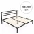 Fém ágykeret, ModernHome GIC-BFWB02, 135 x 190 cm, fekete, fém és fa, fém ágykeret és fejtámla, 400 kg teherbírás