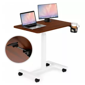   Laptopasztal, ModernHome JNI-PN01-5-16, barna, 71 x 48 cm, 71,5–112 cm állítható magasság, kerekes, fékezhető görgők, italtartó, fa és fém anyagból, teherbírás: 25 kg