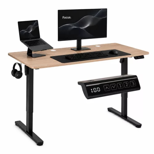 Számítógépasztal, ModernHome JSD-C5-1-15 , világos tölgy, 140 x 60 cm, 72–118 cm elektromosan állítható magasság, fa és fém anyagból, teherbírás: 70 kg