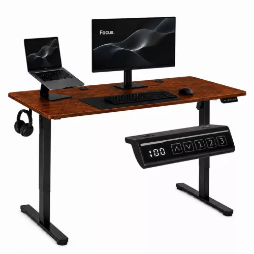 Számítógépasztal, ModernHome JSD-C5-1-16 , antik tölgy, 140 x 60 cm, 72–118 cm elektromosan állítható magasság, fa és fém anyagból, teherbírás: 70 kg
