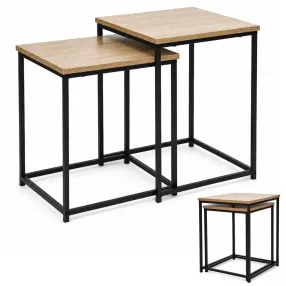   Dohányzóasztal szett, ModernHome GIC-T2S-15, 40 x 40 és 35 x 35 cm, négyzet alakú, magasság: 50,5 éx 45,5 cm, acél váz, MDF asztallap, egymás alá tolható