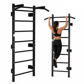   Bordásfal, MOVEPRO TH-GL228, fekete, 228 x 115 x 39 cm, húzódzkodó rúddal, szénacél váz, 250–300 kg teherbírás, falra szerelhető