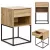 Éjjeliszekrény, ModernHome GIC-NST65-15, 64,5 x 40 x 38,5 cm, fiókos, nyitott polcos, világos tölgy, fém váz, MDF asztallap, teherbírás: fiók 5 kg, polc 15 kg